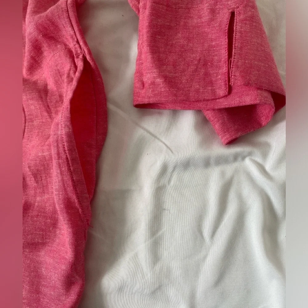 Lands' End Vibrant Pink Linen Blend Blouse, Size XS - Picture 4 of 8